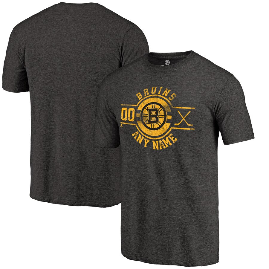 Boston Bruins Personalized Insignia Tri-Blend T-Shirt - Black NHL Guys Tee