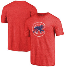 Load image into Gallery viewer, Chicago Cubs Distressed Team Tri-Blend T-Shirt - Red MLB Guys Tee
