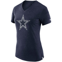 Load image into Gallery viewer, Dallas Cowboys Nike Women's Fan Performance V-Neck T-Shirt - Heathered Navy NFL LADIES V-Neck
