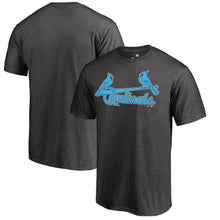 Load image into Gallery viewer, St. Louis Cardinals Blue Wordmark T-Shirt - Heathered Charcoal MLB Guys Tee
