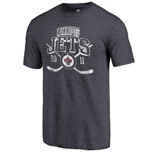 Load image into Gallery viewer, Winnipeg Jets Vintage Collection Line Shift Tri-Blend T-Shirt - Navy NHL Guys Tee
