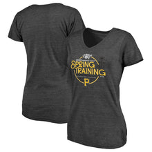 Load image into Gallery viewer, Pittsburgh Pirates Women&#39;s 2020 Spring Training Round Trip Tri-Blend V-Neck T-Shirt - Black MLB Ladies V-Neck
