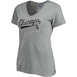 Chicago White Sox Women's Showtime V-Neck T-Shirt - Heathered Gray MLB Ladies V-Neck