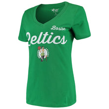 Load image into Gallery viewer, Boston Celtics G-Iii 4Her By Carl Banks Women&#39;s Post Season V-Neck Short Sleeve T-Shirt - Green NBA Ladies V-Neck
