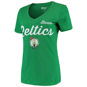 Boston Celtics G-Iii 4Her By Carl Banks Women's Post Season V-Neck Short Sleeve T-Shirt - Green NBA Ladies V-Neck