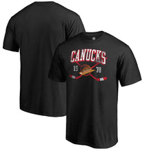 Load image into Gallery viewer, Vancouver Canucks Vintage Collection Line Shift Big And Tall T-Shirt - Black NHL Guys Tee
