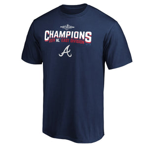 Atlanta Braves 2019 Nl East Division Champions Base Coach T-Shirt - Navy MLB Guys Tee