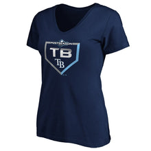 Load image into Gallery viewer, Tampa Bay Rays Women&#39;s 2019 Postseason Dugout Authentic V-Neck T-Shirt - Navy MLB Ladies V-Neck
