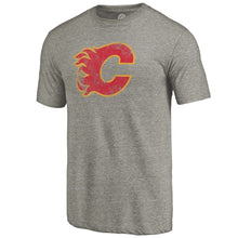 Load image into Gallery viewer, Calgary Flames Throwback Logo 1980-1981 Tri-Blend T-Shirt - Ash NHL Guys Tee
