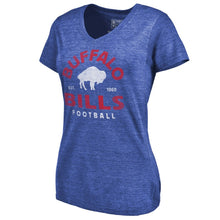 Load image into Gallery viewer, Buffalo Bills Nfl Pro Line By Women's Timeless Collection Vintage Arch Tri-Blend V-Neck T-Shirt - Royal NFL LADIES V-Neck
