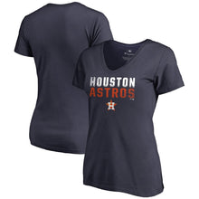 Load image into Gallery viewer, Houston Astros Women&#39;s Fade Out V-Neck T-Shirt - Navy MLB Ladies V-Neck
