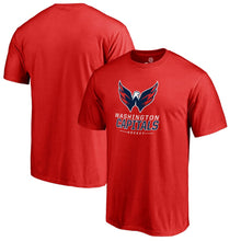 Load image into Gallery viewer, Washington Capitals Team Lockup T-Shirt - Red NHL Guys Tee
