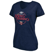 Load image into Gallery viewer, Minnesota Twins Women&#39;s 2020 Spring Training Round Trip Tri-Blend V-Neck T-Shirt - Navy MLB Ladies V-Neck
