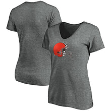 Load image into Gallery viewer, Cleveland Browns Majestic Women's Showtime My Favorite Team V-Neck T-Shirt - Heathered Gray NFL LADIES V-Neck
