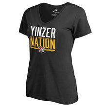 Load image into Gallery viewer, Pittsburgh Pirates Women&#39;s Hometown Collection Yinzer Nation V-Neck T-Shirt - Black MLB Ladies V-Neck
