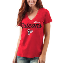 Load image into Gallery viewer, Atlanta Falcons G-Iii 4Her By Carl Banks Women&#39;s Post Season V-Neck T-Shirt - Red NFL LADIES V-Neck
