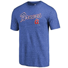 Load image into Gallery viewer, Atlanta Braves Vintage Cooperstown Collection Wahconah Tri-Blend T-Shirt - Blue MLB Guys Tee
