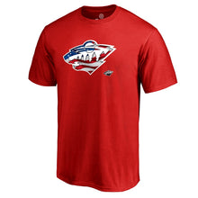 Load image into Gallery viewer, Minnesota Wild Banner Wave T-Shirt - Red NHL Guys Tee
