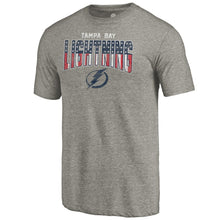 Load image into Gallery viewer, Tampa Bay Lightning Freedom Tri-Blend T-Shirt - Heathered Gray NHL Guys Tee

