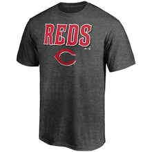 Load image into Gallery viewer, Cincinnati Reds Majestic Basic T-Shirt - Heathered Charcoal MLB Guys Tee
