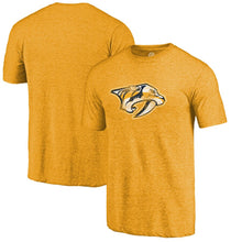 Load image into Gallery viewer, Nashville Predators Primary Logo Distressed Tri-Blend T-Shirt - Gold NHL Guys Tee
