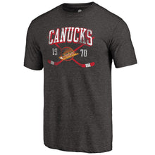 Load image into Gallery viewer, Vancouver Canucks Vintage Collection Line Shift Tri-Blend T-Shirt - Black NHL Guys Tee
