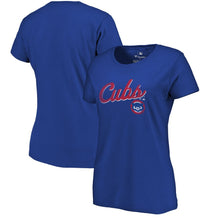 Load image into Gallery viewer, Chicago Cubs Women&#39;s Showtime T-Shirt - Royal MLB Ladies V-Neck
