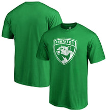 Load image into Gallery viewer, Florida Panthers St. Patrick's Day White Logo T-Shirt - Green NHL Guys Tee
