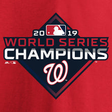 Load image into Gallery viewer, Washington Nationals Women&#39;s 2019 World Series Champions Logo V-Neck T-Shirt - Red MLB Ladies V-Neck
