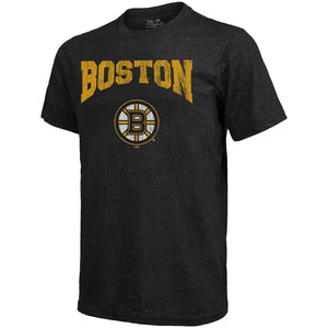 Boston Bruins Majestic Threads City Over Graphic Tri-Blend T-Shirt - Black NHL Guys Tee