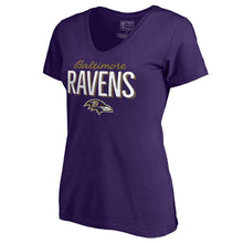 Load image into Gallery viewer, Baltimore Ravens Nfl Pro Line By Women&#39;s Nostalgia T-Shirt - Purple NFL LADIES V-Neck
