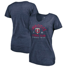 Load image into Gallery viewer, Minnesota Twins Women&#39;s Hometown Tri-Blend V-Neck T-Shirt - Navy MLB Ladies V-Neck
