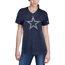 Load image into Gallery viewer, Dallas Cowboys Nike Women's Fan Performance V-Neck T-Shirt - Heathered Navy NFL LADIES V-Neck
