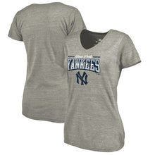 Load image into Gallery viewer, New York Yankees Women&#39;s Cooperstown Collection Season Ticket Tri-Blend V-Neck T-Shirt - Heathered Gray MLB Ladies V-Neck
