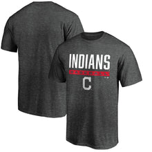 Load image into Gallery viewer, Cleveland Indians Win Stripe T-Shirt - Charcoal MLB Guys Tee
