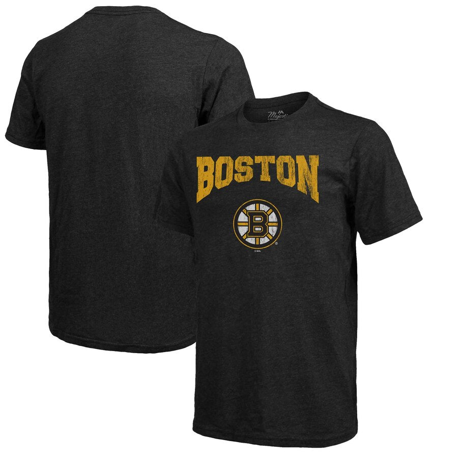 Boston Bruins Majestic Threads City Over Graphic Tri-Blend T-Shirt - Black NHL Guys Tee