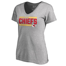 Load image into Gallery viewer, Ansas City Chiefs Nfl Pro Line By Women&#39;s Iconic Collection On Side Stripe V-Neck T-Shirt - Ash NFL LADIES V-Neck
