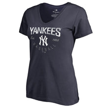Load image into Gallery viewer, New York Yankees Women&#39;s Live For It T-Shirt - Navy MLB Ladies V-Neck
