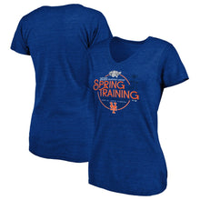 Load image into Gallery viewer, New York Mets Women&#39;s 2020 Spring Training Round Trip Tri-Blend V-Neck T-Shirt - Royal MLB Ladies V-Neck
