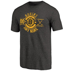 Boston Bruins Personalized Insignia Tri-Blend T-Shirt - Black NHL Guys Tee