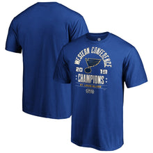 Load image into Gallery viewer, St. Louis Blues 2019 Western Conference Champions Defensive Zone T-Shirt - Royal NHL Guys Tee

