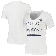 Load image into Gallery viewer, Dallas Cowboys Women's Potts V-Neck T-Shirt - White NFL LADIES V-Neck
