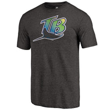 Load image into Gallery viewer, Tampa Bay Rays Cooperstown Collection Forbes Tri-Blend T-Shirt - Heathered Black MLB Guys Tee
