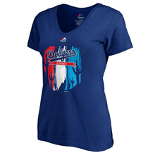 Load image into Gallery viewer, Clayton Kershaw Los Angeles Dodgers Women&#39;s 2019 Spring Training Name &amp; Number V-Neck T-Shirt - Royal MLB Ladies V-Neck
