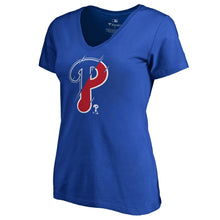 Load image into Gallery viewer, Philadelphia Phillies Women&#39;s X-Ray V-Neck T-Shirt - Royal MLB Ladies V-Neck
