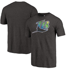 Load image into Gallery viewer, Tampa Bay Rays Cooperstown Collection Forbes Tri-Blend T-Shirt - Heathered Black MLB Guys Tee
