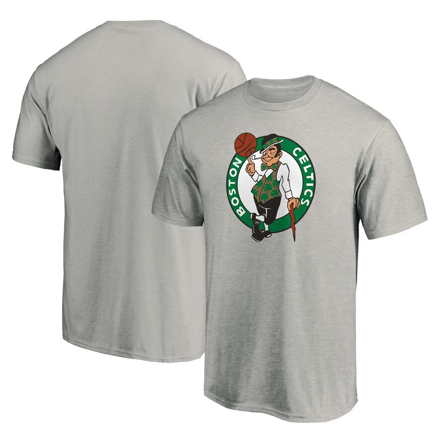 Boston Celtics Primary Team Logo T-Shirt - Heathered Gray NBA Guys Tee