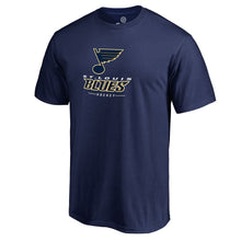 Load image into Gallery viewer, St. Louis Blues Team Lockup T-Shirt - Blue NHL Guys Tee
