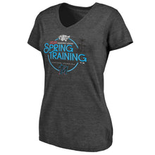Load image into Gallery viewer, Miami Marlins Women&#39;s 2020 Spring Training Round Trip Tri-Blend V-Neck T-Shirt - Black MLB Ladies V-Neck
