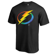 Load image into Gallery viewer, Tampa Bay Lightning Rainbow Pride Big And Tall T-Shirt - Black NHL Guys Tee
